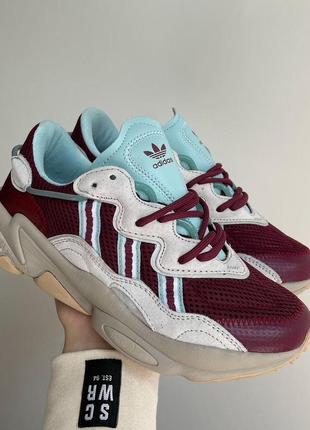 Женские кроссовки  adidas ozweego adiprene pride bordo blue