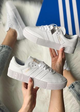 Чоловічі та жіночі кросівки adidas samba rose all white шкіра