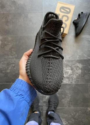 Мужские кроссовки  adidas yeezy boost 350 black no reflective (темна піна)10 фото