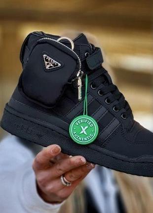 Жіночі кросівки adidas forum x prada re-nylon black