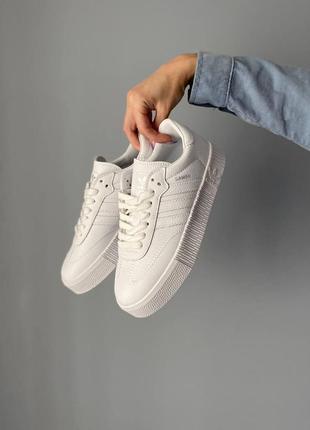 Мужские и женские кроссовки  adidas samba rose all white кожа