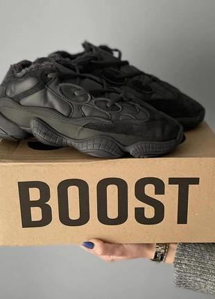 Женские кроссовки  adidas yeezy boost 500 black (хутро) 44