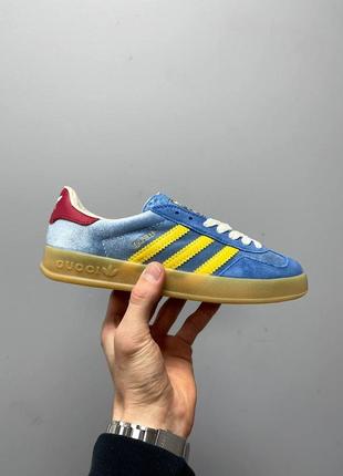 Кросівки жіночі  adidas x gucci gazelle blue1 фото