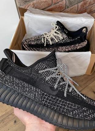 Кросівки чоловічі   adidas yeezy boost 350 v2 black reflective