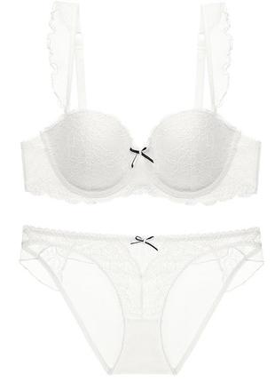 Комплект спідньої білизни simple в стилі victoria's secret з мереживом білий4 фото