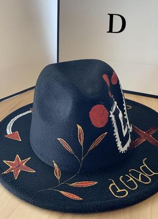 Шляпа федора унисекс graffiti cap с устойчивыми полями черная2 фото