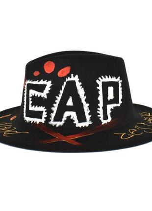 Шляпа федора унисекс graffiti cap с устойчивыми полями черная6 фото