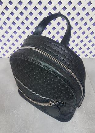 Рюкзак жіночий середній натуральна шкіра, чорний "венетто" 17154 фото