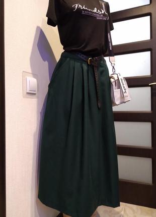Стильная брэндовая юбка трапеция пышная с карманами из натуральной шерсти3 фото
