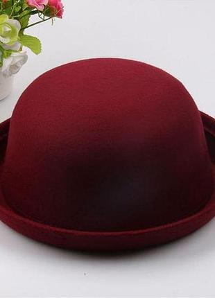 Капелюх жіночий фетровий казанок бордовий