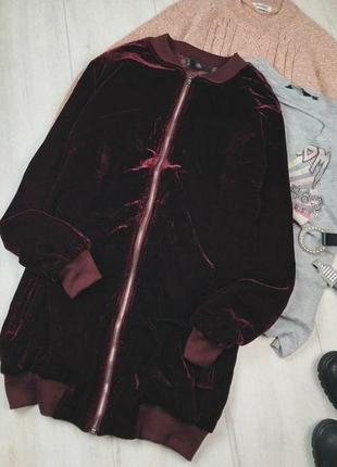 Подовжений велюровий оксамитовий бомбер куртка курточка1 фото