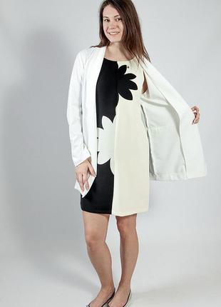 Пиджак - кардиган женский длинный белый деловой нарядный большой размер rinascimеnto2 фото