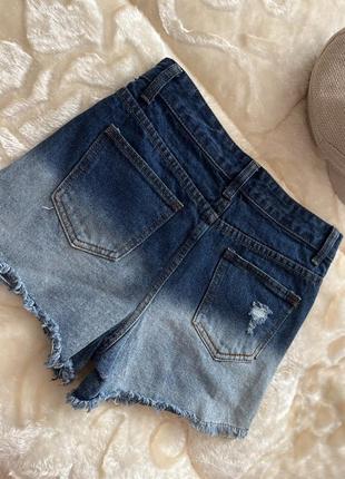 Стильное джинсовое шорты в стиле alexander wang, шорты джинсовые с на высокой талии омбре1 фото