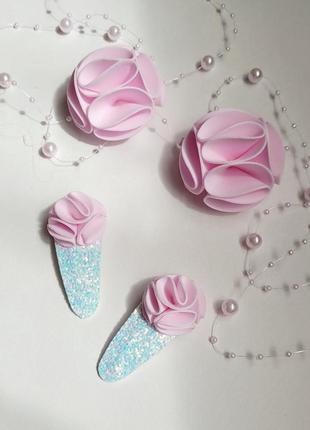 Распродажа комплект 130 грн заколка клик-клак/резинка для волос. ручная работа