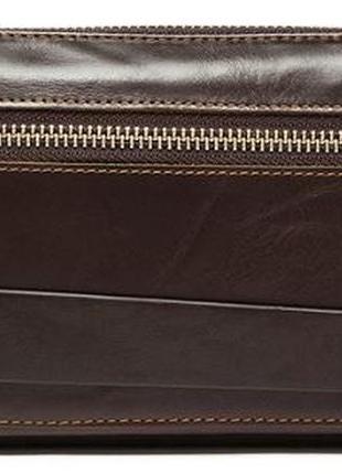 Мужской клатч компактная барсетка натуральная кожа коричневый стильный3 фото