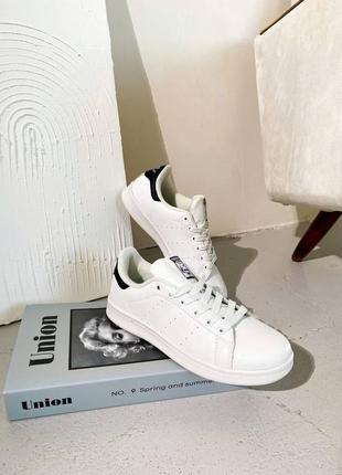 Кроссовки женские adidas stan smith white black 3 адидас стан смит