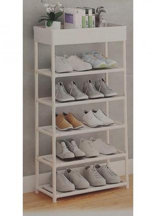 Полка стойка органайзер для обуви на 5 полок shoe rack yh9806-5 белая