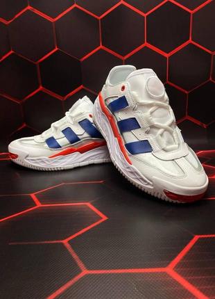 Мужские и женские кроссовки   adidas niteball white blue red  адидас найтбол