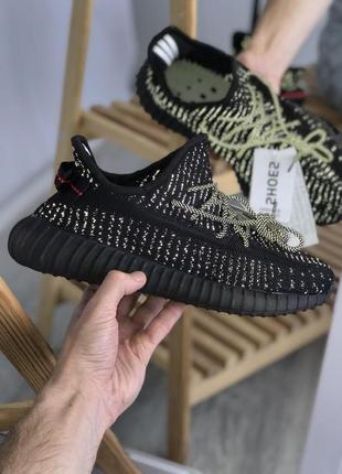 Мужские кроссовки  adidas yeezy boost 350 v2 black static  full reflective