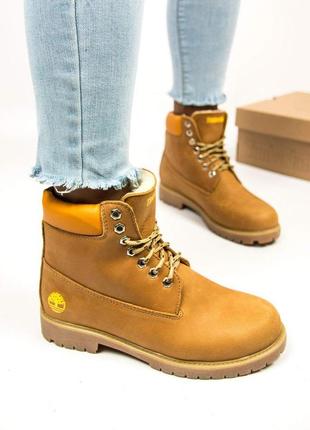 Шикарні жіночі зимові черевики timberland brown 😍 (з хутром)