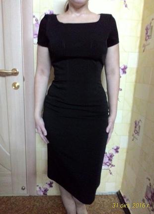 Шикарное фирменное стрейчевое миди платье marks and spencer черное 8 s1 фото
