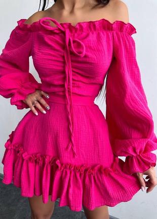 Муслінова сукня з рюшами5 фото