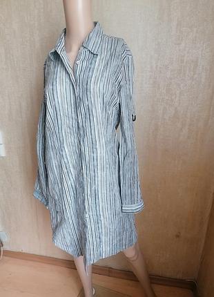 Натуральное платье-рубашка в полоску на пуговицах mark o polo (к108)