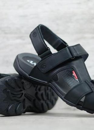 Летнее кожаное шллепанцы сандалии antec черные летние сандалии кожаные сандалии5 фото