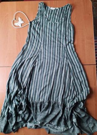 Легкий віскозний сарафан, сукня у смужку, 12 розмір.4 фото