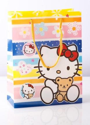 Пакет подарунковий дитячий (пластик) hello kitty упаковка 6 шт.1 фото