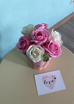 🌸квіти з мила, мильний букет, троянди, цветы из мыла, мыльные розы3 фото