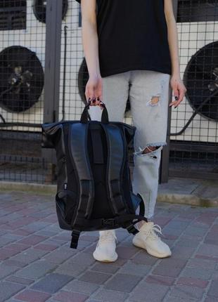 Рюкзак черный кожаный роллтоп black4 фото