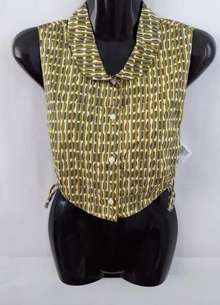 Манишка cos h&m, в полоску, пестрая, хлопковая,рубашка в клетку,блуза без рукавов,кроп топ,купить,s