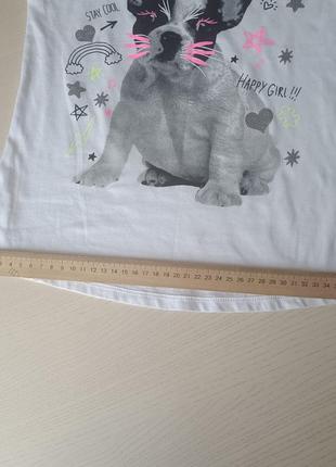 🔥 распродаж 🔥 футболка белая с собачкой на девочку 10 лет рост 140 см4 фото