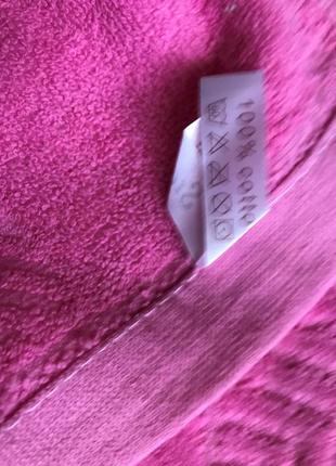 Рушник банний 100% бавовна рожевий 98х48 см махровий з вишивкою10 фото