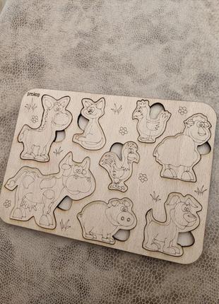 Дитяча гра пазл "ферма тварин" дитячі іграшки. розвиваючі ігри. дерев'яні