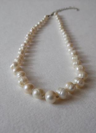 Антик 60 -х ожерелье бусы природный жемчуг белый перламутровый необработанный колье7 фото