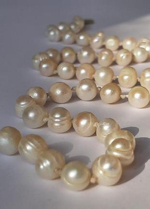 Антик 60 -х ожерелье бусы природный жемчуг белый перламутровый необработанный колье8 фото