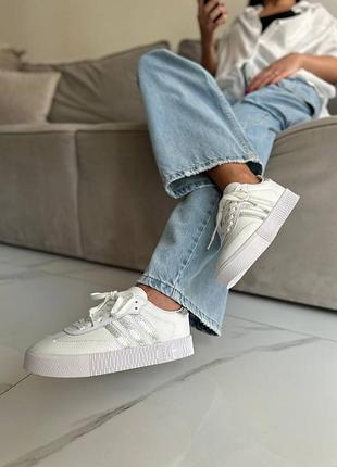 Женские кроссовки adidas samba white silver  #адидас