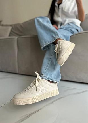 Женские кроссовки adidas samba beige   #адидас