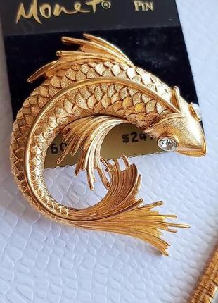 Monet вінтажна брошка золота рибка