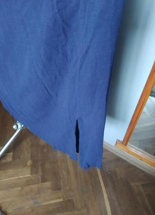 Юбка синяя длинная батал натуральная ткань4 фото