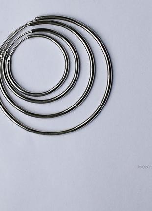 Серьги конго кольца разного диаметра из серебра 925 пробы2 фото