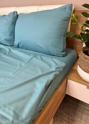 Однотонное постельное белье комплект постельного белья голубой2 фото