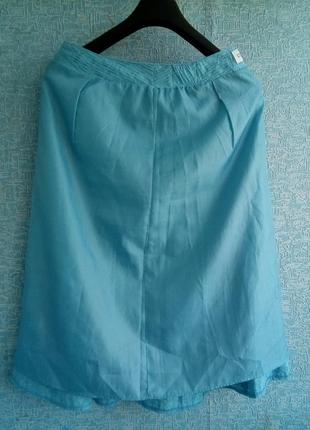 Волшебная вискозная голубая юбка миди на подкладке бренла marks &amp; spenser.7 фото