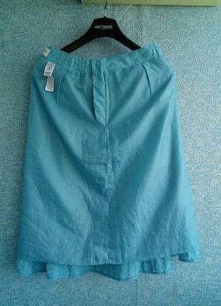 Волшебная вискозная голубая юбка миди на подкладке бренла marks &amp; spenser.6 фото