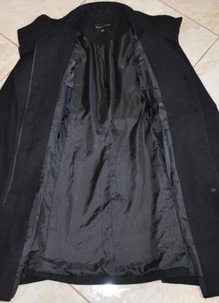 Брендовое черное демисезонное пальто с поясом и карманами dorothy perkins шерсть этикетка8 фото