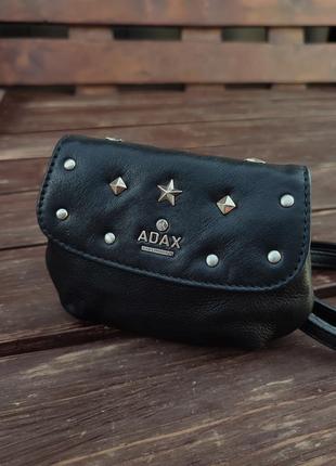 Маленькая сумочка/кошелёк adax copenhagen через плечо кроссбоди кожа с заклёпками премиум компактная миниатюрная3 фото