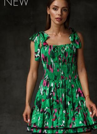 Плаття-сарафан мінімічне коротке шовкове літнє дизайнерське original brand зелене1 фото