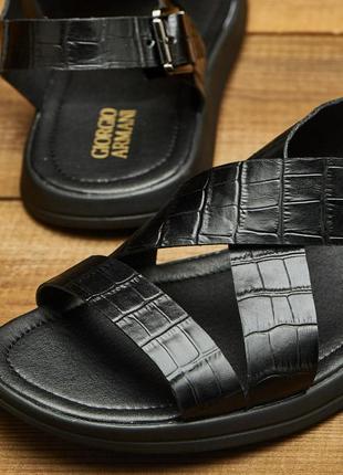 Мужские кожаные сандалии armani, чоловічі шкіряні сандалії5 фото